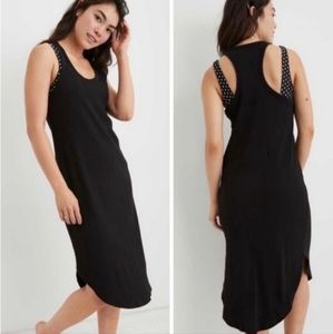 Aerie black ribbed midi dress